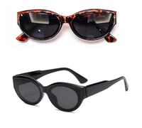 PLABBDPL 2 Pezzi Occhiali da Sole Donna Polarizzati Vintage Occhiali da Sole UV400 Protezione Rotondi Occhiali Sole per Donna Classici Alla Moda