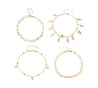 PLABBDPL 4 Pezzi Cavigliera in acciaio inossidabile per donna, gioielli a catena per piedi con braccialetti alla caviglia a cuore delicato non sbiaditi per le donne spiaggia Gioielli