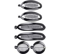 PLABBDPL 6 Pcs fermagli a forma di banana francese, per capelli a coda di pesce, pettini rotonde flessibili per coda di cavallo accessori per lo styling dei capelli per donne e ragazze (nero)