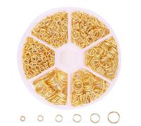 PLABBDPL 880Pz Anelli Aperti di Salto, 4mm 5mm 6mm 7mm 8mm 10mm, Anelli Aperti di Doppio Cerchio, Anellini per Portachiavi, Rotondo Connettori Anelli per Fai da Te Collane Braccialetti Gioielli (Oro)