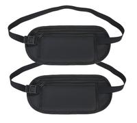 PLABBDPL Cintura Portasoldi Nascosta - Set da 2: Marsupio Antifurto da Viaggio Regolabile, Impermeabile per Cellulare, Passaporto e Contanti, Borsa Sportiva in Nero,