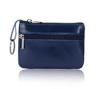 PLABBDPL Echt Leder Auto-Schlüssel Herren Schlüsseletui, Damen Keyring Kartenfach Geldfach,Hochwertig Design Schlüsselanhänger Mäppchen, 1Pcs, blu