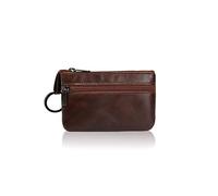PLABBDPL Echt Leder Auto-Schlüssel Herren Schlüsseletui, Damen Keyring Kartenfach Geldfach,Hochwertig Design Schlüsselanhänger Mäppchen(Braun)