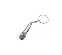 PLABBDPL Portachiavi personalizzato,1 pezzi portachiavi con ciondolo a forma di microfono, regalo creativo per gli amanti della musica, accessorio alla moda, unisex, argento