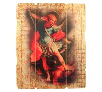 Placa de pared con icono de San Miguel Arc ngel de madera cortada con l ser de 23 cm