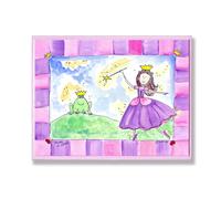 Placa de pared rectangular ""La habitaci n de los ni os"" de Stupell: La princesa y el pr ncipe sapo