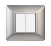 Placca 2 moduli 502 in plastica argento compatibile anche con BTicino Matix