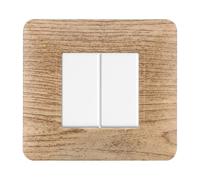 Placca 2 moduli 502 in plastica legno chiaro compatibile anche con BTicino Matix