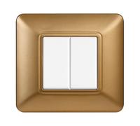 Placca 2 moduli 502 in plastica oro compatibile anche con BTicino Matix