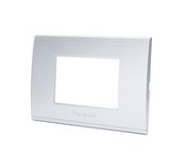 Placca 3 moduli 503 in plastica argento compatibile anche con BTicino Livinglight