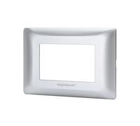 Placca 3 moduli 503 in plastica argento compatibile anche con BTicino Matix