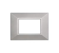 Placca 3 moduli 503 in plastica argento Piramide compatibile anche con BTicino Axolute