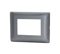 Placca 3 moduli 503 in plastica grigia compatibile anche con BTicino Matix