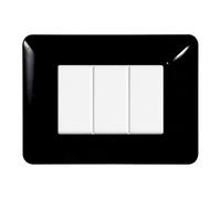 Placca 3 moduli 503 in plastica nera compatibile anche con BTicino Matix