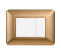 Placca 3 moduli 503 in plastica oro compatibile anche con BTicino Matix