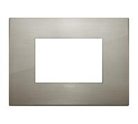 PLACCA 3M METALLO ACCIAIO SPAZZOLATO VIMAR ARKE' 3 MODULI 19653.08 Metallo-Ac...