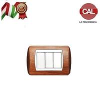 PLACCA 3P LEGNO NOCE NAZIONALE COMPATIBILE LIVING LIGHT BTICINO
