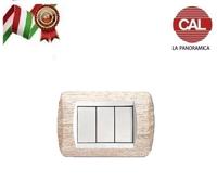 PLACCA 3P LEGNO ROVERE SBIANCATO COMPATIBILE LIVING LIGHT BTICINO