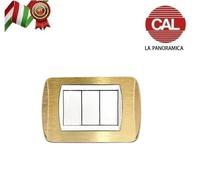 PLACCA 3P OTTONE SATINATO serie LIVING LIGHT BTICINO