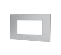 Placca 4 moduli 504 in alluminio argento compatibile anche con BTicino Livinglight