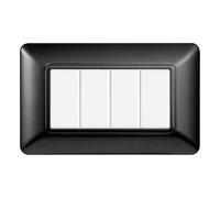 Placca 4 moduli 504 in plastica acciaio scuro compatibile anche con BTicino Matix