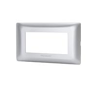 Placca 4 moduli 504 in plastica argento compatibile anche con BTicino Matix