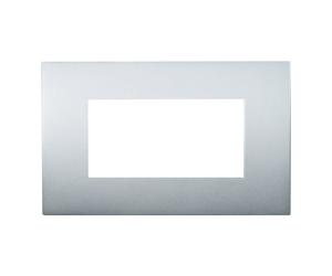Placca 4 moduli 504 in plastica argento compatibile anche con Vimar Arké