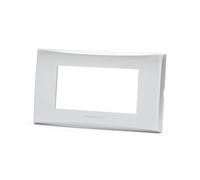 Placca 4 moduli 504 in plastica argento compatibile anche con Vimar Plana