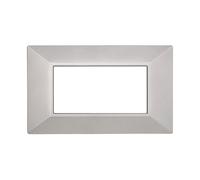 Placca 4 moduli 504 in plastica argento Piramide compatibile anche con BTicino Axolute