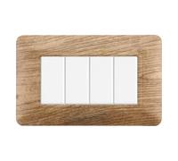 Placca 4 moduli 504 in plastica legno chiaro compatibile anche con BTicino Matix