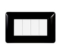 Placca 4 moduli 504 in plastica nera compatibile anche con BTicino Matix