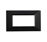 Placca 4 moduli 504 in plastica nera Piramide compatibile anche con BTicino Axolute