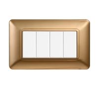 Placca 4 moduli 504 in plastica oro compatibile anche con BTicino Matix