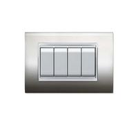 Placca 4 posti Mylife acciaio Acciaio