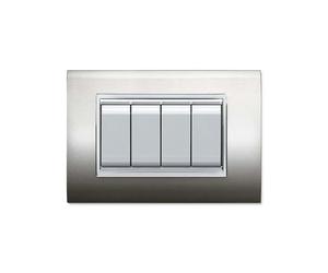 Placca 4 posti Mylife acciaio Acciaio