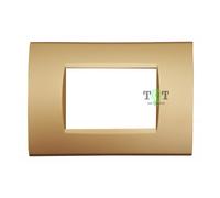 PLACCA 4 POSTI ORO SATINATO SABBIA BTICINO LIVING LIGHT COMPATIBILE