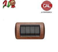 PLACCA 4P LEGNO NOCE COMPATIBILE LIVING INTERNATIONAL 650/4