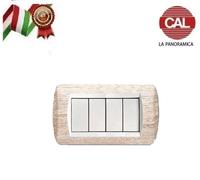PLACCA 4P LEGNO ROVERE SBIANCATO COMPATIBILE LIVING LIGHT BTICINO