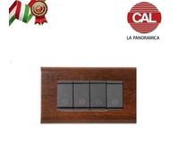 PLACCA 4P NOCE IN LEGNO COMPATIBILE VIMAR IDEA 2014/4