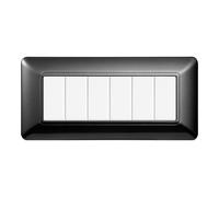 Placca 6 moduli 506 in plastica acciaio scuro compatibile anche con BTicino Matix