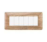 Placca 6 moduli 506 in plastica legno chiaro compatibile anche con BTicino Matix