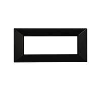 Placca 6 moduli 506 in plastica nera Piramide compatibile anche con BTicino Axolute