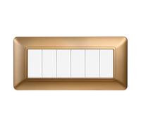 Placca 6 moduli 506 in plastica oro compatibile anche con BTicino Matix