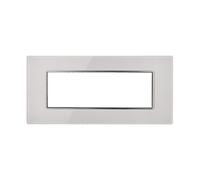 Placca 6 moduli 506 in vetro bianco compatibile anche con BTicino Axolute