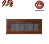 PLACCA 6P NOCE IN LEGNO COMPATIBILE VIMAR IDEA 2014/6