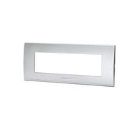 Placca 7 moduli 506 in plastica argento compatibile anche con BTicino Livinglight