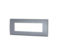 Placca 7 moduli 506 in plastica grigia compatibile anche con BTicino Livinglight
