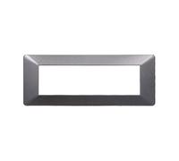 Placca 7 moduli 507 in plastica acciaio scuro compatibile anche con Vimar Plana