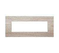 Placca 7 moduli 507 in plastica legno chiaro compatibile anche con Vimar Arké
