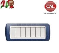 PLACCA 7P BLU GLITTER METALLO serie LIVING LIGHT BTICINO 624/7B